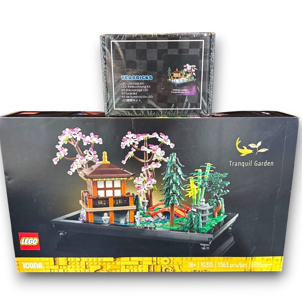 LEGO Tranquil Japanese Garden 10315 Kit Icons W/ Lighting Kit NEW SEALED